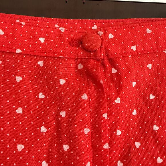 Handmade Vintage Retro Red Heart Print Skirt Fit and flare Ruffle Hem Size 16 - Picture 5 of 5